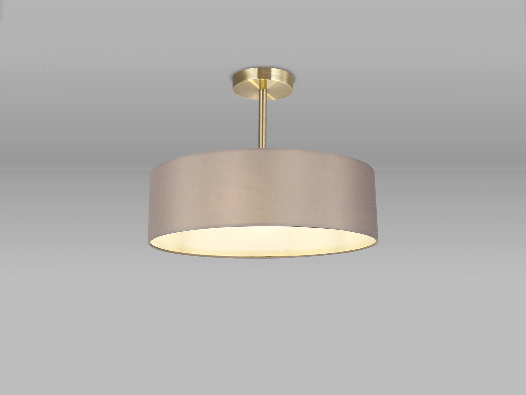 Baymont 45cm Semi Flush 3 Light Antique Brass, Grey DK0702  Deco Baymont AB GR